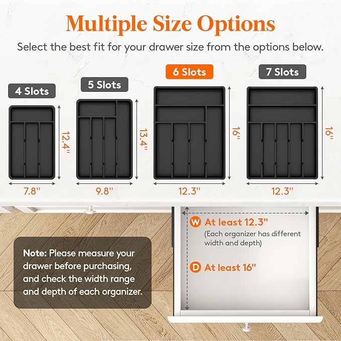Lifewit Silverware Drawer Organizer Tray, Plastic Cutlery Storage - Image 2