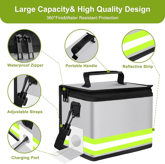 Upgraded Lipo Battery Fireproof Explosionproof Bag, 4 Layers of Heat Insulated - Image 4