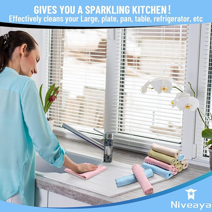 Niveaya 24 Pcs Fish Scale Streak Free Miracle Cleaning Cloth Easy Clean - Image 5