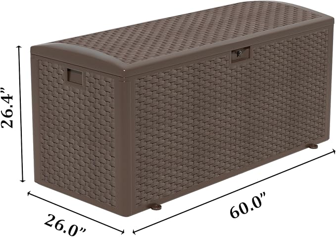 TARKARI Premium Pro Edition 180 Gallon Lockable Resin Deck Box, Waterproof & UV-Resistant Outdoor Storage Box for Outdoor Cushion Storage, Garden Tools & Pool Accessories Storage, Brown - Image 2
