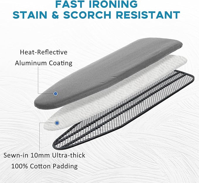Ironing Board Cover and Pad 15x54, Full Size Extra Thick Padded Iron Board Cover - Image 2
