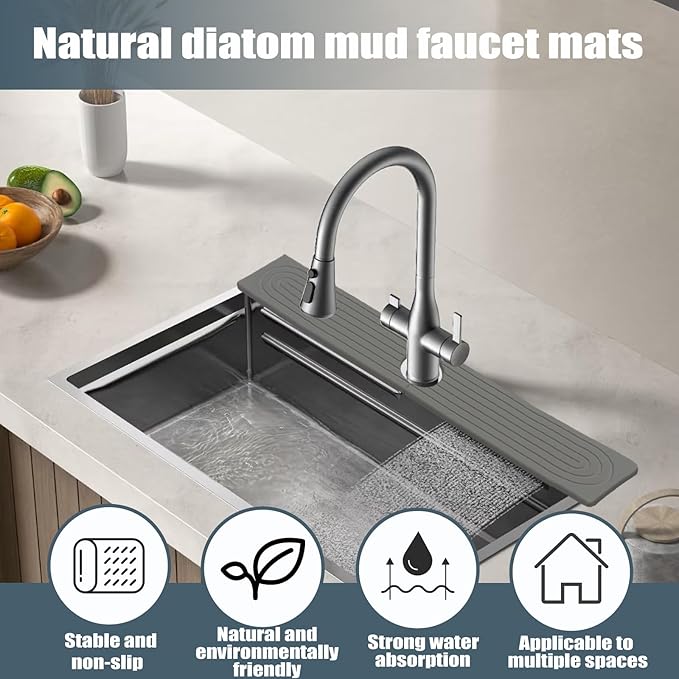 Stargaz Faucet Mat For Kitchen Sink，Sink stone quick dry around faucet - Image 2