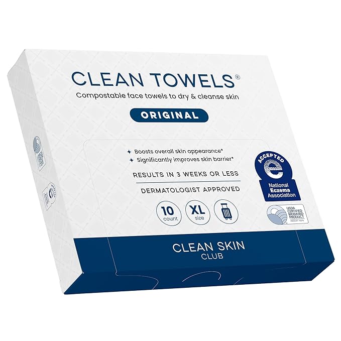 Clean Skin Club Clean Towels XL®, Travel Pack 100% USDA Biobased Disposable by CLEANSKINCLUB