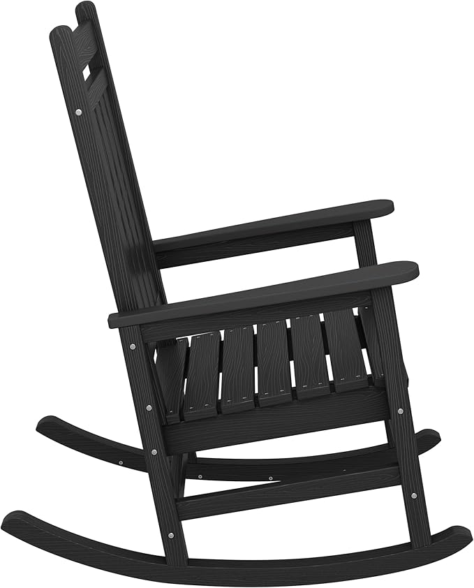 SERWALL Oversized Rocking Chair, Outdoor Rocking Chair for Adults, All Weather Resistant Porch Rocker for Lawn Garden, Black - Image 10