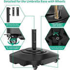 Umbrella Base with Wheels, Umbrella Stand Base Heavy Duty 100lb Windproof, Fillable Umbrella Base Mobile Square Umbrella Stand Outdoor Base for Patio, Deck, Poolside, Lawn, Fits Most Sized Umbrellas - Image 5