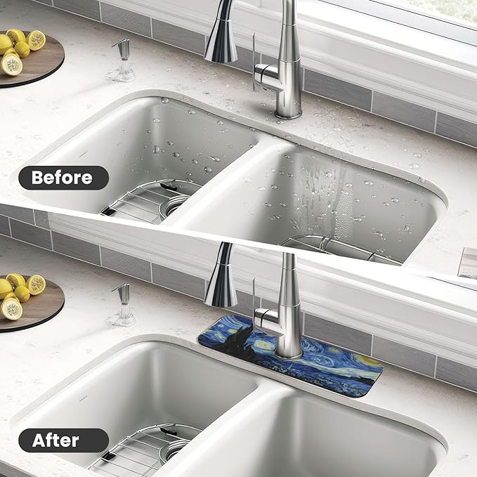 The Starry Night Kitchen Sink Splash Guard Faucet Mat Super Absorbent Fast - Image 4