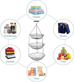 3-Tier Wire Fruit Hanging Basket 2 Packs, non-Punching Wall Hanging Storage - Image 2