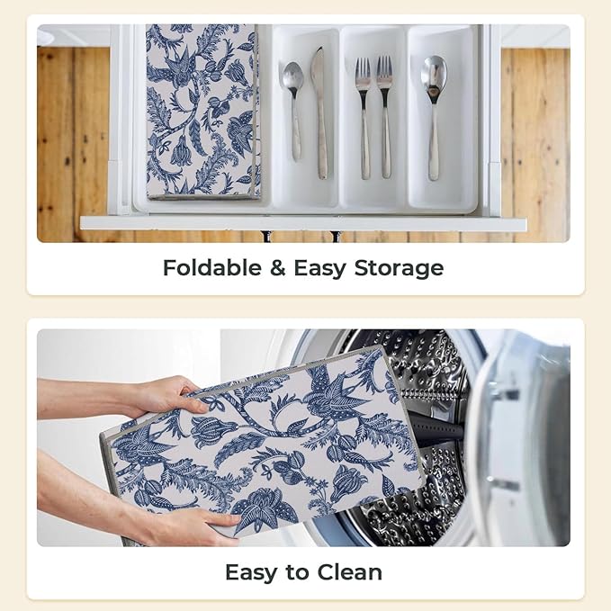 2 Pack XXL 17" x 24" Blue and White Porcelain Dish Drying Mat - Image 2
