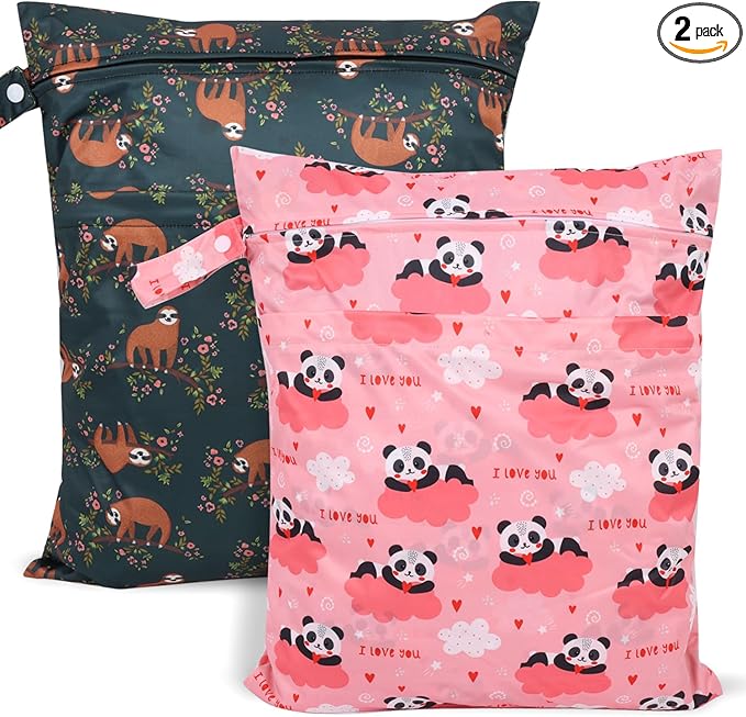 2pcs Travel Waterproof Laundry Bag, Cloth Diaper Wet Dry Bags by SANFERGE