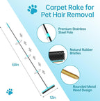 Carpet Rake - 60" Long Handle Pet Hair Removal - Image 2