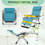 Suteck Oversized Zero Gravity Chair,33In XXL Outdoor Recliner Chair w/Removable Cushion&Headrest, Camping Lounge Chair w/Upgraded Lock&Footrest, Reclining Patio Chairs for Indoor Outdoor,500LBS - Image 2