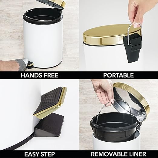 mDesign Pedal Bin — Metal Waste Bin - Image 6