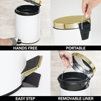 mDesign Pedal Bin — Metal Waste Bin - Image 6