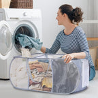 Durable Collapsible Foldable Pop Up Laundry Hamper, Sturdy 3 Compartments - Image 2