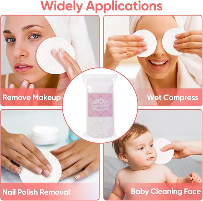 Extra Large Cotton Rounds, Diameter 3.14", 100% Pure Cotton Pads, Soft and - Image 6