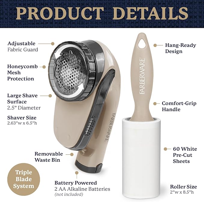 Farberware Fabric Shaver & Lint Remover Set–Battery Operated Sweater Shaver - Image 6