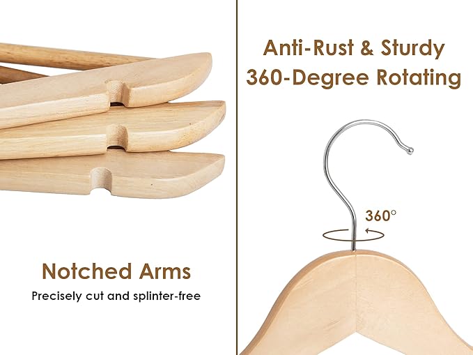 StorageWorks Wooden Hangers 20 Pack, Wood Coat Hangers - Image 5