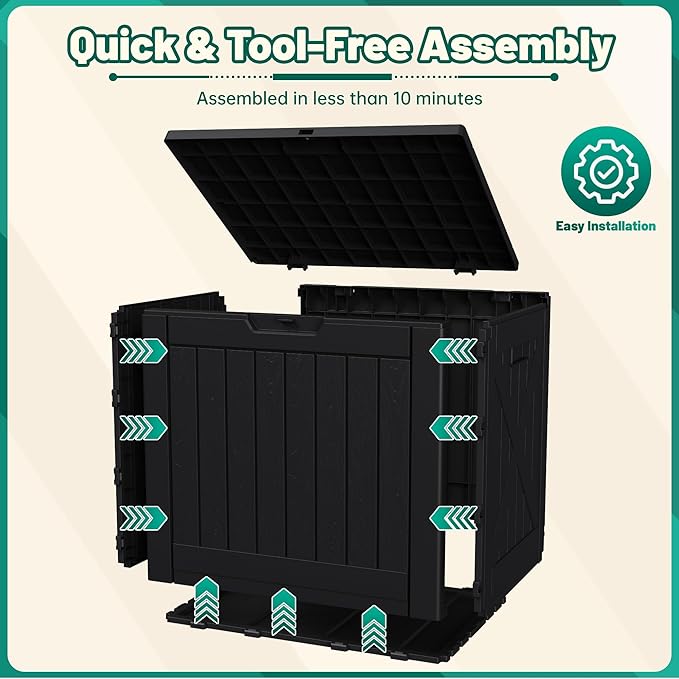 Devoko 40 Gallon Deck Box Outdoor Storage Box Waterproof for Patio, Large Outdoor Storage Bench Lockable for Outside (Black, 40 Gallon) - Image 5