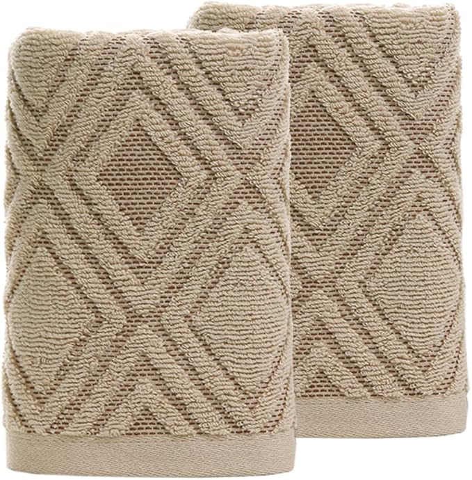 Pidada Hand Towels Set of 2 Diamond Pattern 100% Cotton Absorbent Soft by Pidada