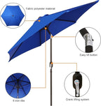 Blissun 7.5 ft Patio Umbrella, Yard Umbrella, Outdoor Market Umbrella with Push Button Tilt Crank, Royal Blue - Image 2