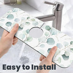 Sage Green Leaves Watercolor Branch Plant Kitchen Sink Splash Guard Faucet Mat - Image 6