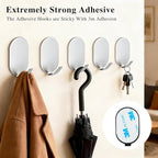 Sticky Adhesive Hooks for Hanging, Key Hooks, Stainless Steel Wall Hooks - Image 2