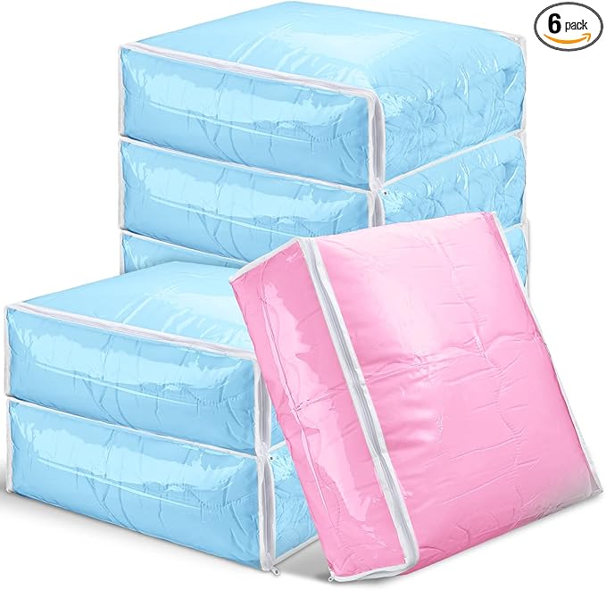 6 Packs Clear Zippered Storage Bags Sweater Moth Bags Plastic Storage by Shappy