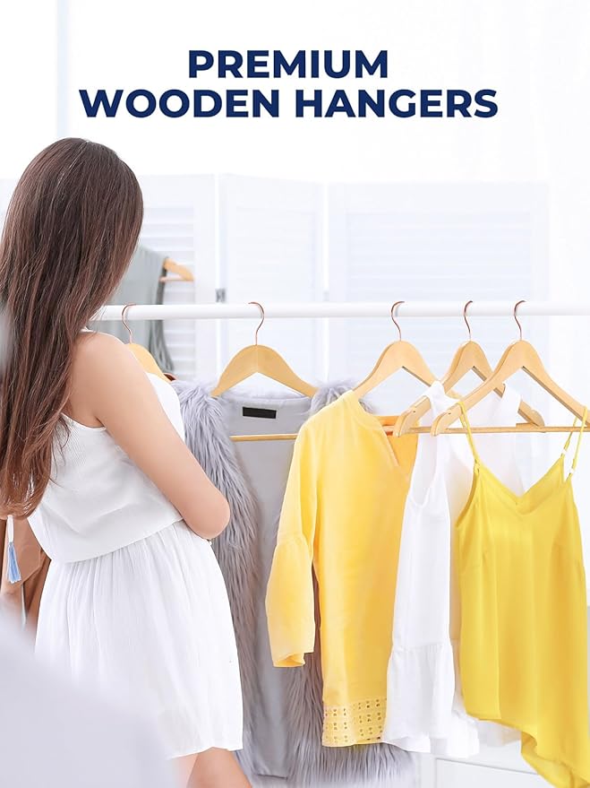 Smartor Wooden Hangers 10 Pack, Solid Wood Coat Hanger - Image 7
