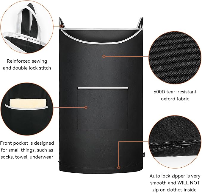 XL Hanging Laundry Hamper, Over the Door Laundry Hamper and Baskets, Wide - Image 5