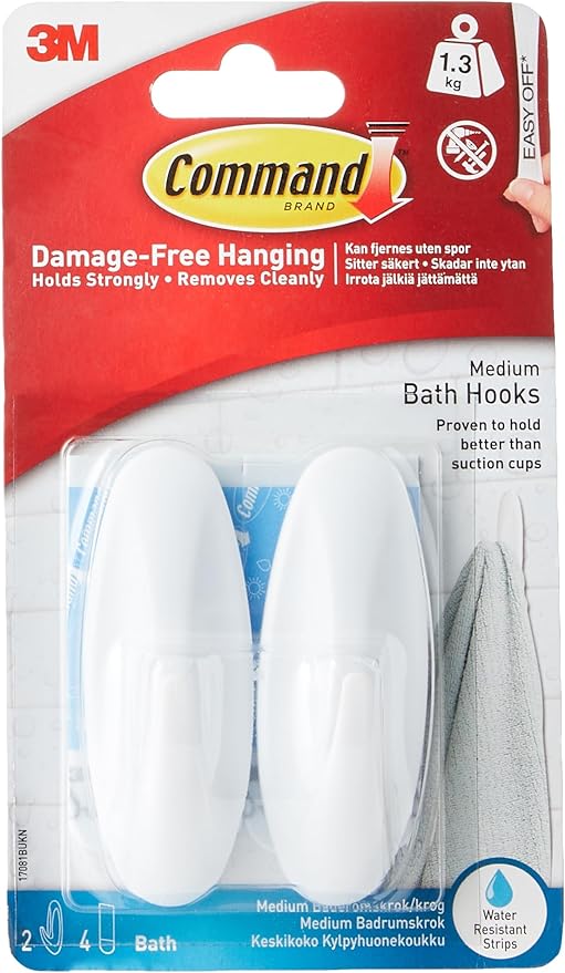 Command Designer Bath Hooks, 2-Hooks by Command