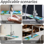 Kitchen Sink Splash Guard，Summer coconut Beach dolphins Faucet Mat Sink - Image 7