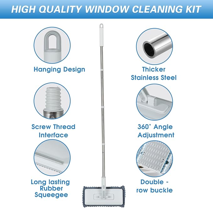 Disposable Dust Mop with 3 Shiny Cleaning Wipe Cloths, 360°Spin No Wash Mop - Image 5