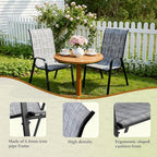 MAMIZO Patio Dining Chairs, Stackable All Weather Teslin Chair, Heavy Duty Outdoor Breathable Chairs Set, w/Armrests, Upgraded Chair FeetW/Strenthened Iron Spacers, 330 LBS (4, Grey) - Image 5