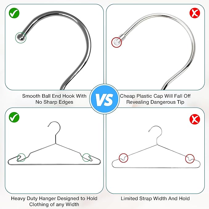 Heavy Duty Metal Hangers with Unique Hook Design Durable & Sturdy Coat Hangers - Image 5