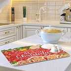 Christmas Gingerbread Holly Berry Santa Bell Dish Drying Mat - Image 6