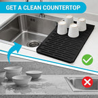 Silicone Dish Drying Mat for Kitchen Counter, Foldable & Heat Resistant Drying - Image 6