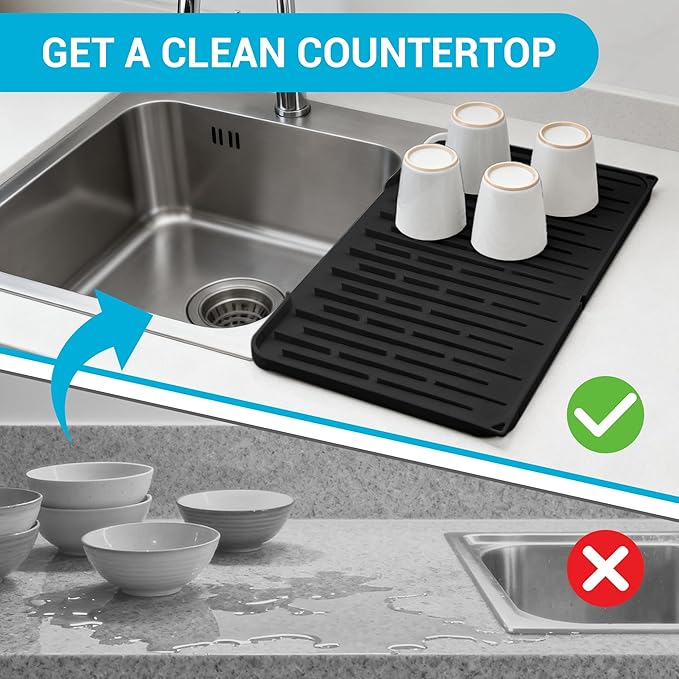 Silicone Dish Drying Mat for Kitchen Counter, Foldable & Heat Resistant Drying - Image 6