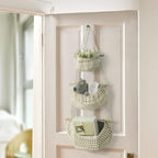 Hanging Fruit Basket, 3 Tier Over The Door Organizer, Handmade Woven Cotton - Image 2