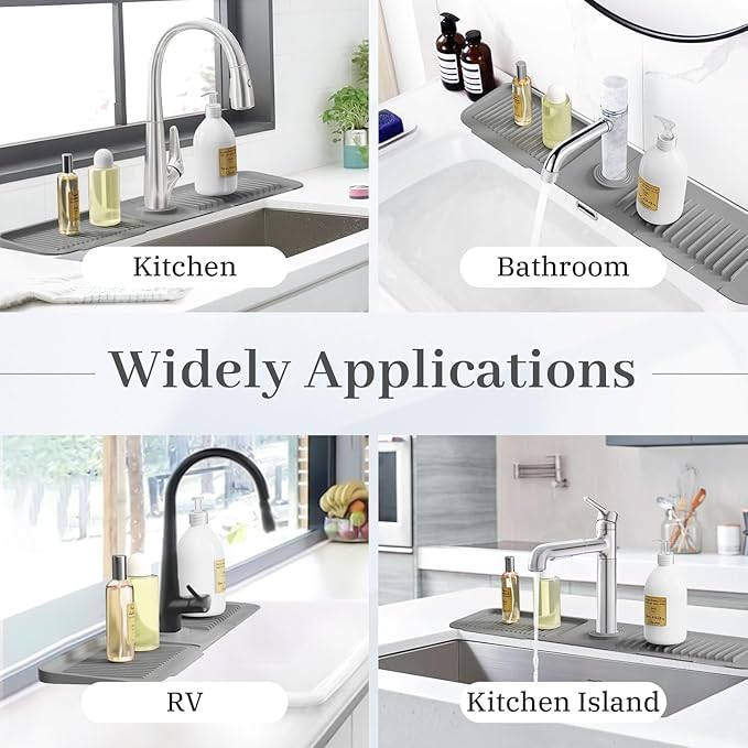 PoYang 24 Inch Faucet Mat for Kitchen Sink Splash Guard Behind Faucet, Sink - Image 8