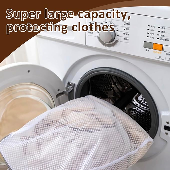 Hanging Washable Laundry Hamper, Over Door Mesh Laundry Bag - Image 2