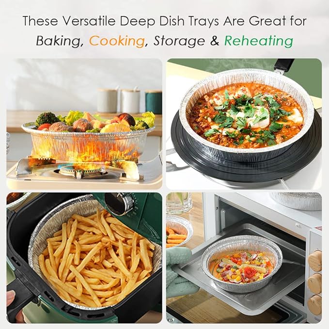 Non-Stick Round Disposable Air Fryer Aluminum Foil Liners 50PCS, Oil-Proof - Image 7