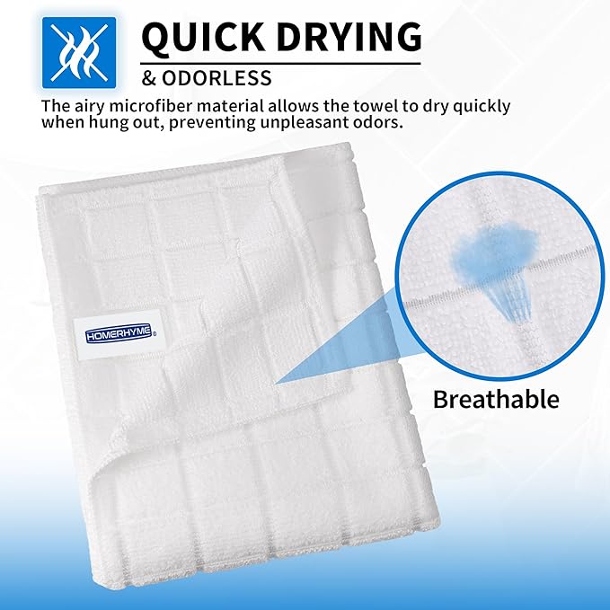 HOMERHYME White Hand Towels, 6 Pack 25''*15'' Microfiber Hand Towels - Image 5