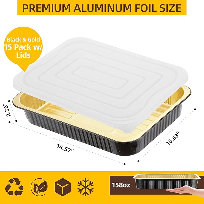 Aluminum Foil Pan with Lids, Heavy Duty Disposable Aluminum Baking Pans - Image 3