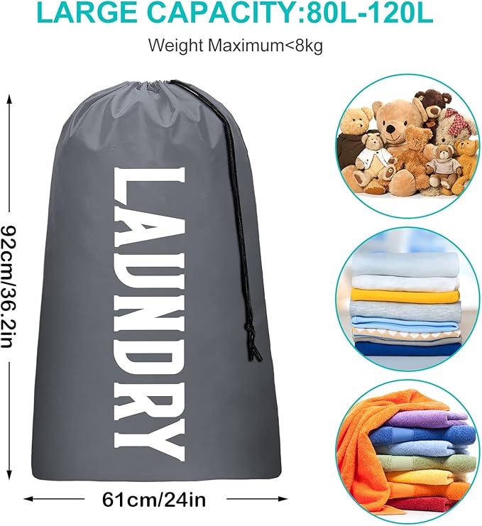 2 Pack XL Travel Laundry Bag, Machine Washable Dirty Clothes Organizer - Image 5