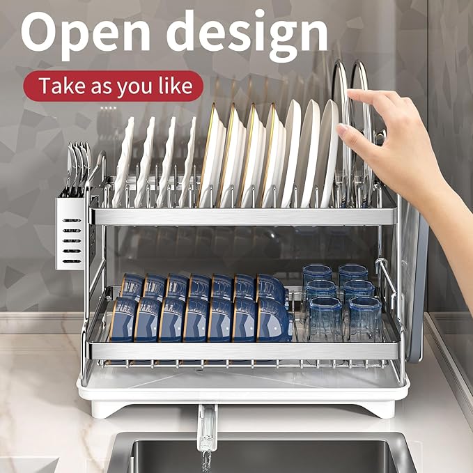 Dish Drying Rack, Double Layered countertop Kitchen Organizer - Image 3