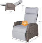 Grand patio Indoor & Outdoor Recliner Chair PE Wicker Patio Recliner with Flip Table Reclining Lounge Chair, Mist Grey - Image 2