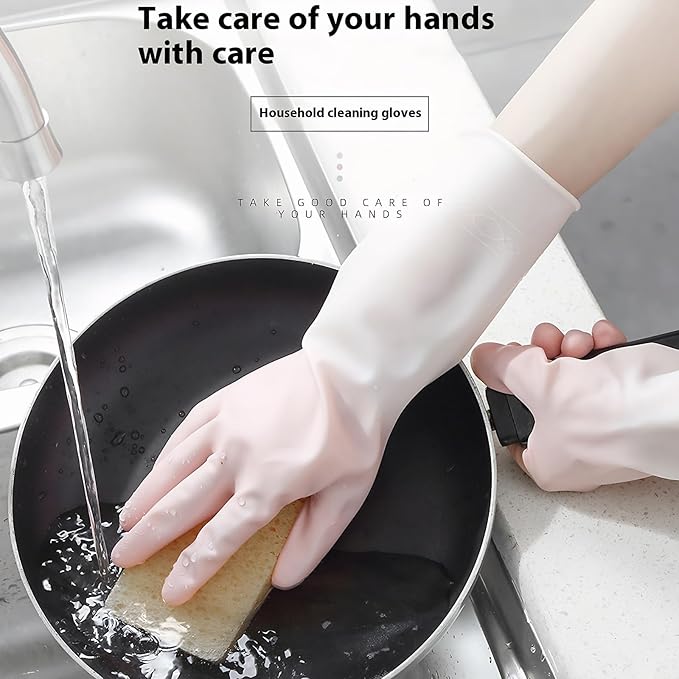Rubber Dishwashing Gloves for Kitchen 4 Pairs Cleaning Household Dish Washing - Image 3