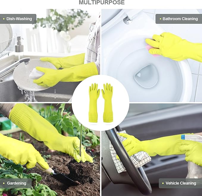 MAMISON Reusable Household Dishwashing Cleaning Rubber Gloves, Non-Slip Kitchen - Image 4