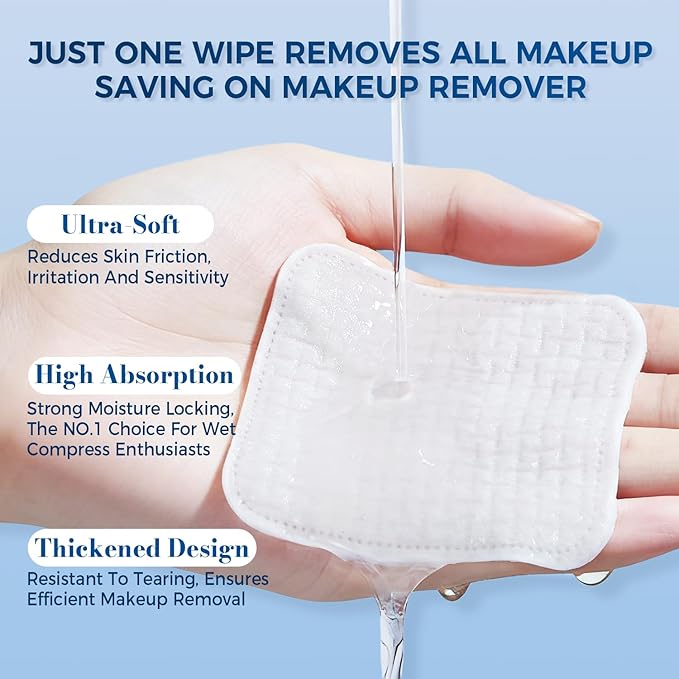 Premium Natural Pure Cotton Pads, Soft & Lint-Free Upgraded Edge Stitching - Image 2