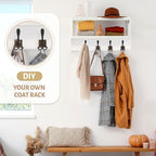 VIS'V Coat Hooks Wall Mount, Wooden Coat Hanger Hooks - Image 2
